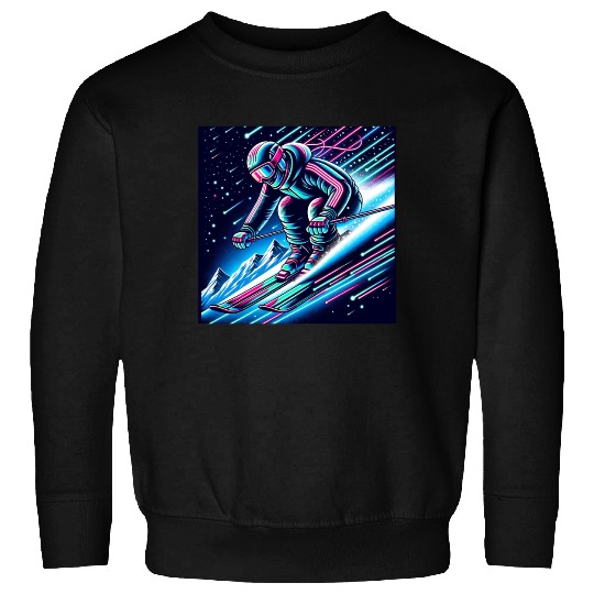Neon Night Skiing Adventure Design Sweatshirts