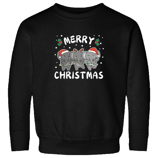 Merry Christmas Cute Elephant Festive Lights Sweatshirts