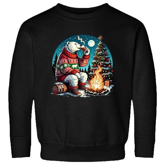 Cozy Christmas Polar Bear: Eggnog & Fireside Cheer Sweatshirts