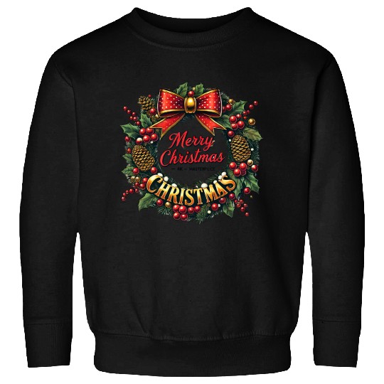 1950s Christmas Wreath - Vintage Holiday Cheer Sweatshirts