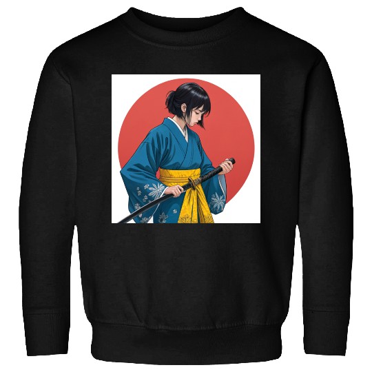 Blossom and Blade: Kimono-Clad Warrior Girl, Japan Sweatshirts