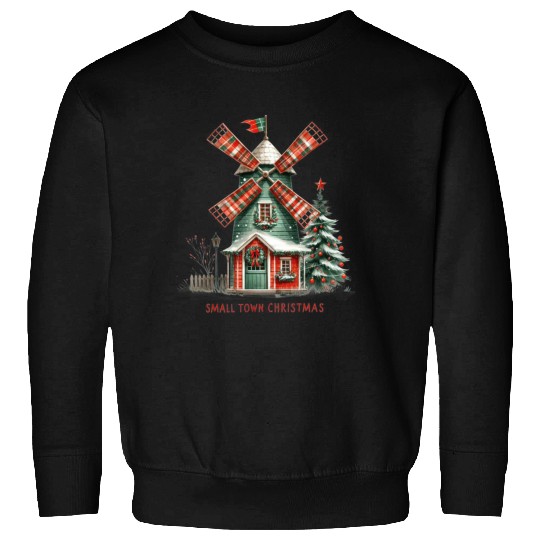 Small Town Christmas Plaid Windmill Sweatshirts