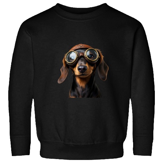 Adventurous Dachshund Aviator Sweatshirts
