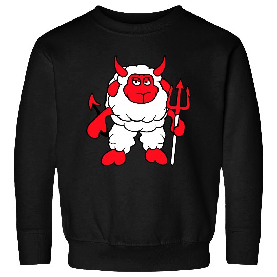 Sheep Devil Satan Hell Evil Trident Horns Cool Fun Sweatshirts