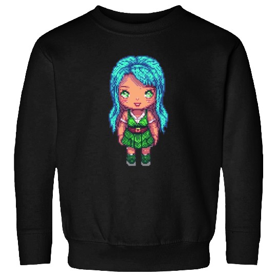 Mystic Emerald Sprite - Pixel Art Design Sweatshirts