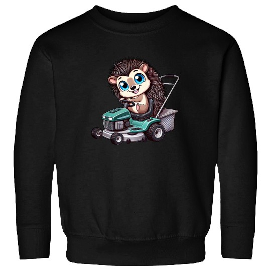 Hedgehog on Tractor Gardening Lawn Care Sweatshirts