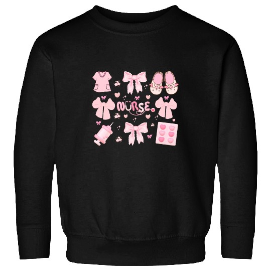 Pink Valentine Nurse Png, Valentine Nurse Coquette Sweatshirts