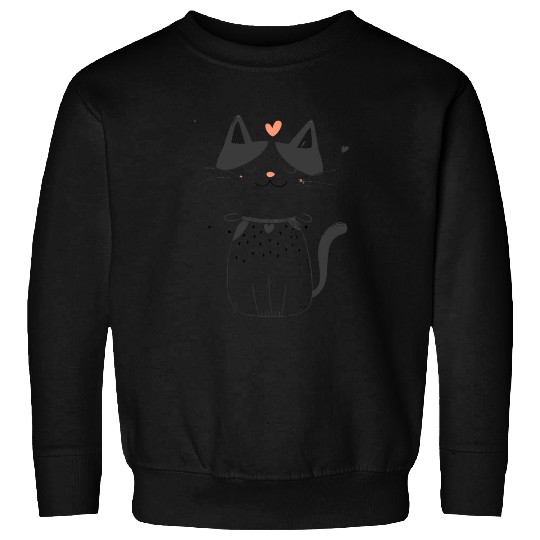 Cute Cat Happy Cat with Heart Sweatshirts