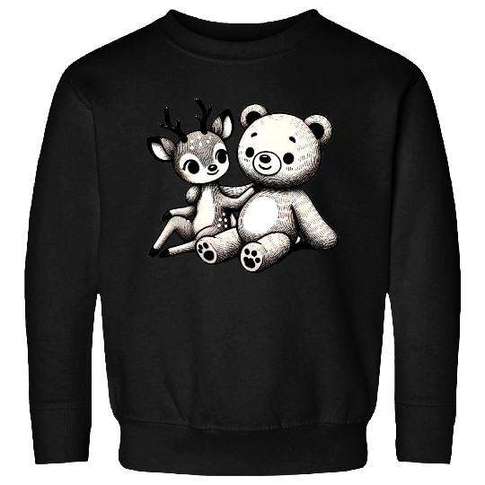 Chibi Deer & Bear - Forest Harmony by TSQ Sweatshirts