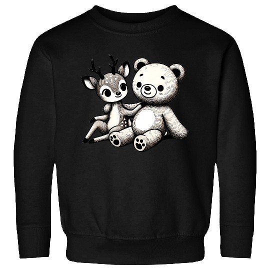 Chibi Deer & Bear - Forest Harmony by TSQ Sweatshirts