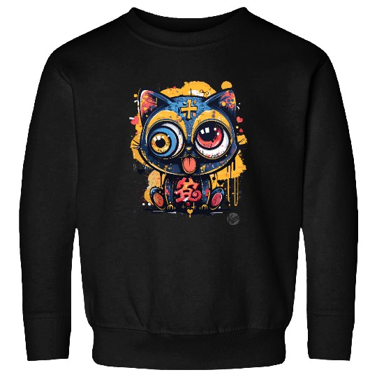 Psycho Lucky Cat – Glitch Meow Madness Sweatshirts