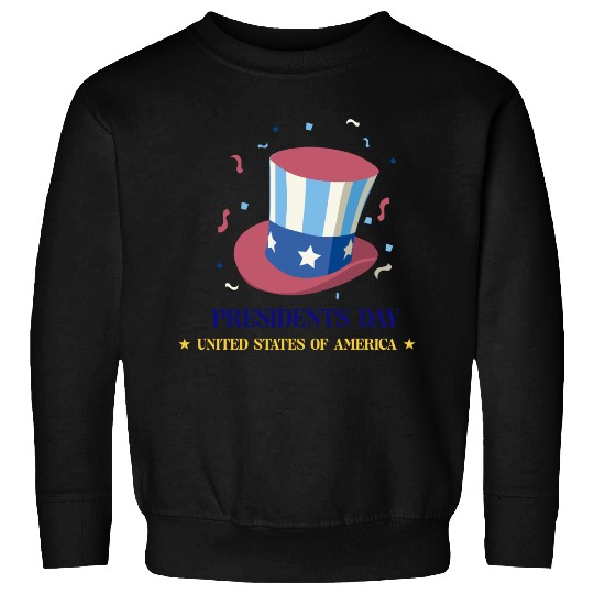 US flag on the hat.Presidents Day Sweatshirts