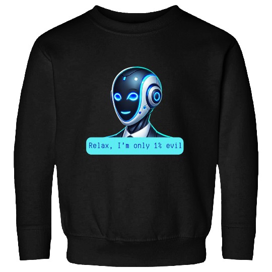 Relax I'm Only 1% Evil Funny AI Robot Design Sweatshirts