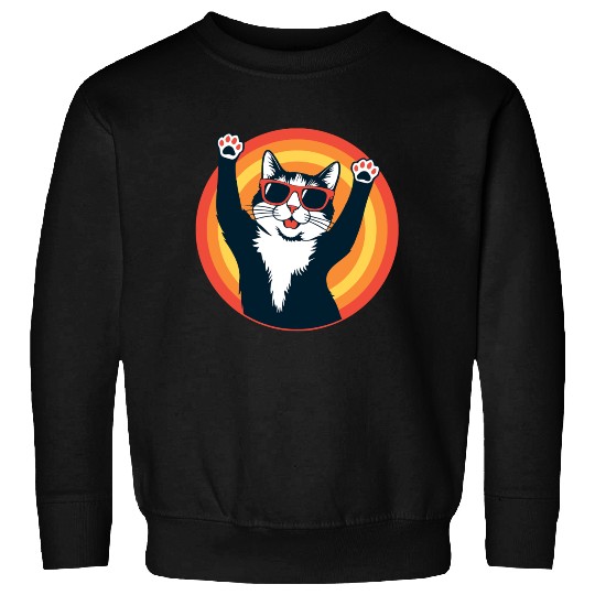 Retro 80s Cat Design, Hello Guys Sweatshirts