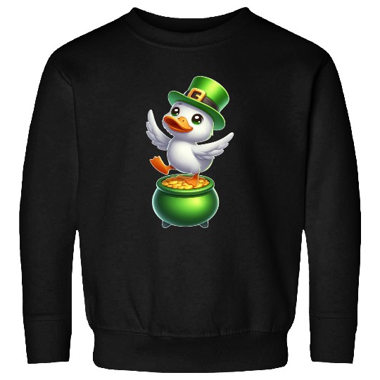Cute St. Patrick's Day Duck Top Hat Clover Sweatshirts