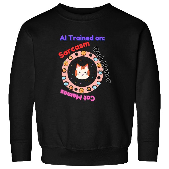 Trained on sarcasm dark humor and cat memes Sweatshirts