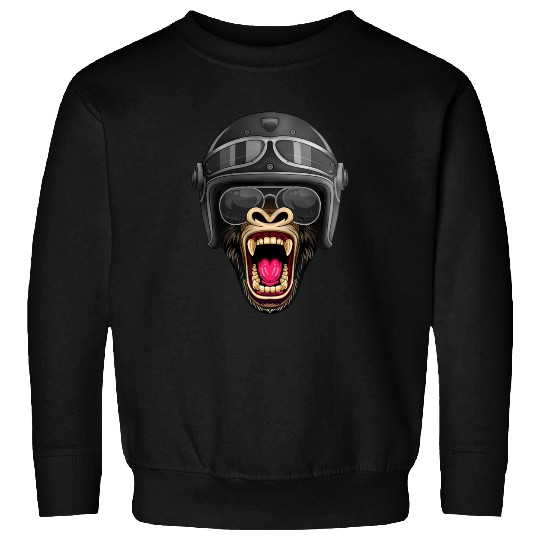 Biker Gorilla Motorcycle Silver Back Monkey Sweatshirts