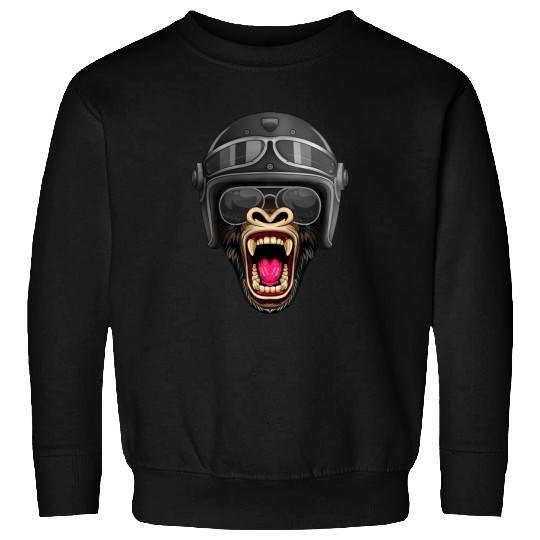 Biker Gorilla Motorcycle Silver Back Monkey Sweatshirts
