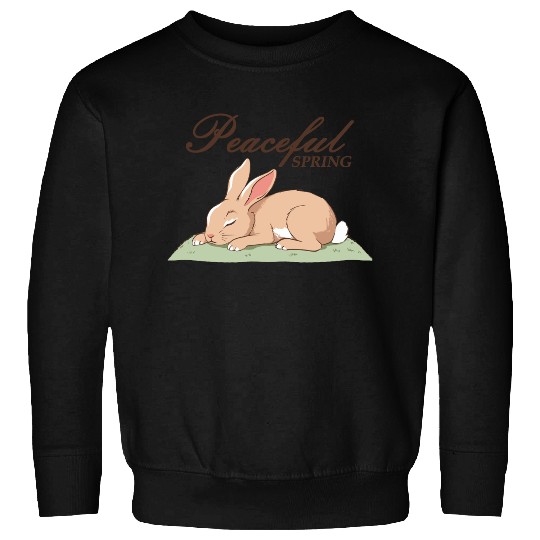 Peaceful Spring - Retro Bunny Illustration Sweatshirts