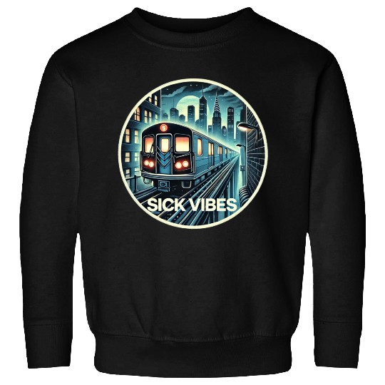 Retro Futuristic Subway Train - Neon Cyberpunk Cit Sweatshirts