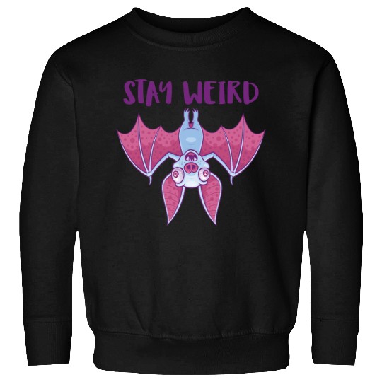 Stay Weird Quirky Albino Vampire Bat Cartoon Sweatshirts