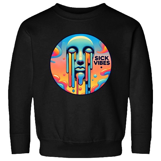 Psychedelic Melting Face with Vibrant Neon Sweatshirts