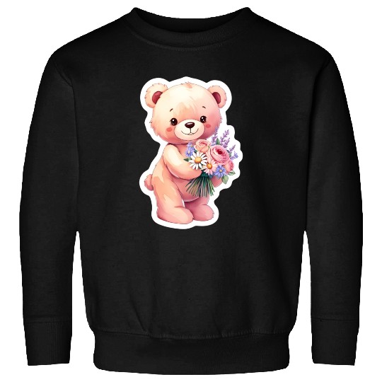 Teddy bear with bouquet of flowers Sweatshirts