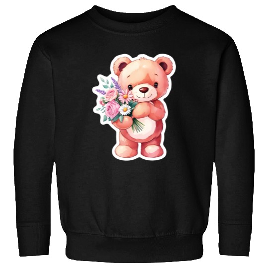 Teddy bear with bouquet of flowers Sweatshirts