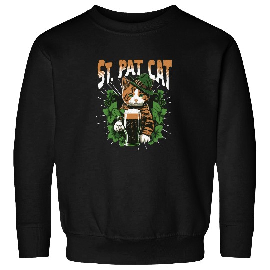 Funny St. Patricks Day Drinking Cat Sweatshirts