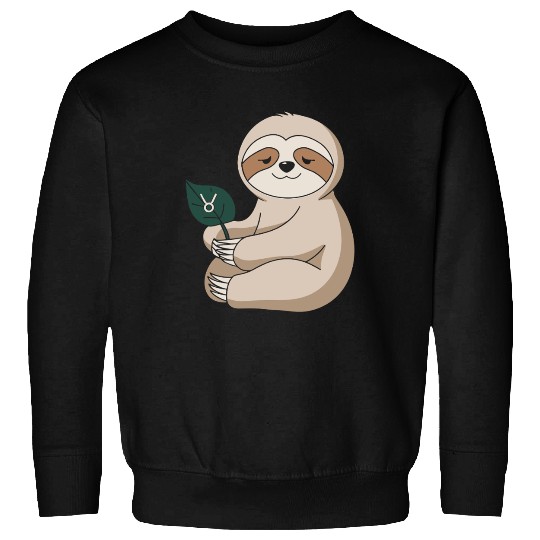 Taurus Zodiac Sloth Holding Leaf Sweatshirts