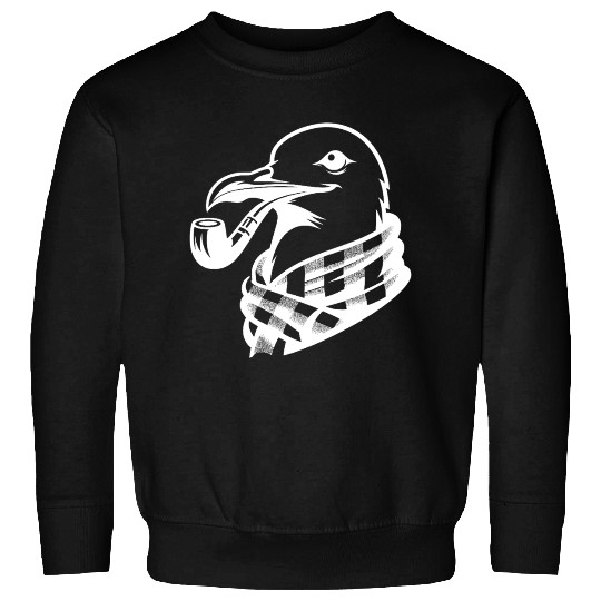 Pipe-diving Seafarer Seagull As A Coastal Motif Sweatshirts