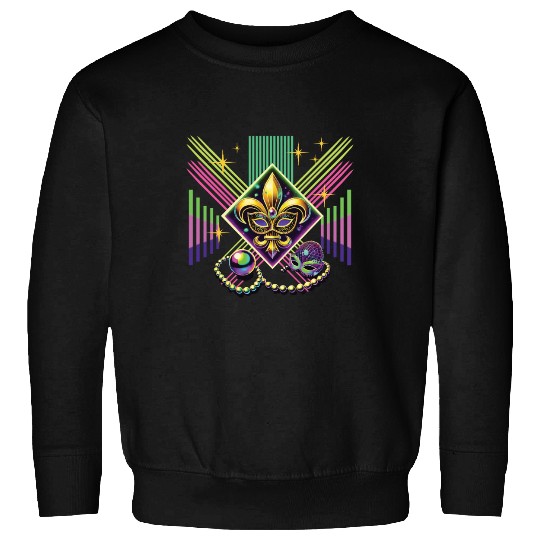 Mardi Gras Retro Synthwave Mask Neon Vibes Sweatshirts