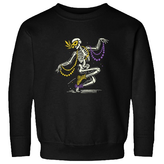 Mardi Gras Skeleton Dance Beads Mask Fun Sweatshirts