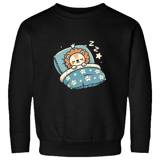 Lion Sleeping In Bed At Night Time Sweatshirts