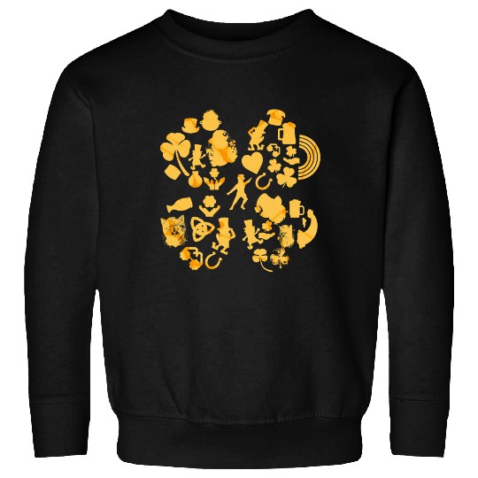 Gold 4-Leaf Clover Collage graphic Design Sweatshirts