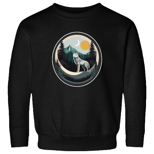 Lone Wolf Under Moonlit Sky Sweatshirts