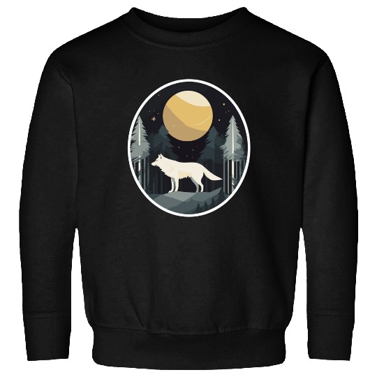 Lone Wolf Under Moonlit Sky Sweatshirts