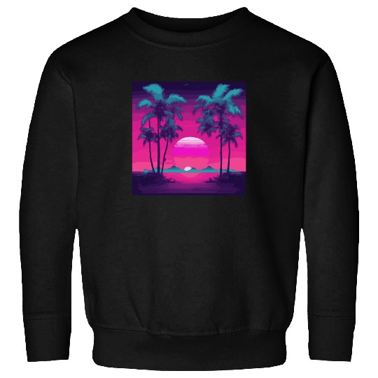 Neon Paradise Vaporwave Sunset Vibes Sweatshirts