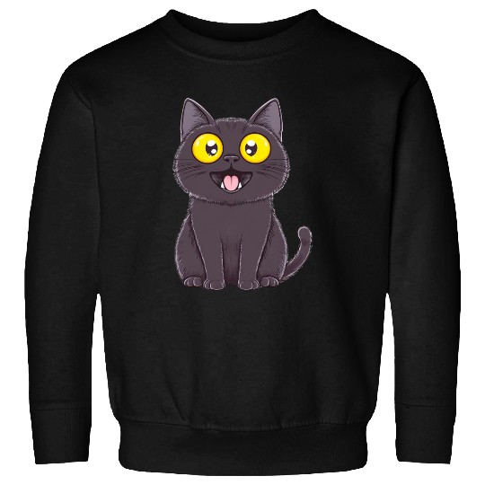 Black Surprised Kitty Sweatshirts