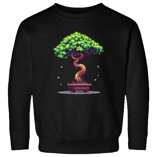 Pixel Bonsai Tree – Retro Nature Serenity Sweatshirts