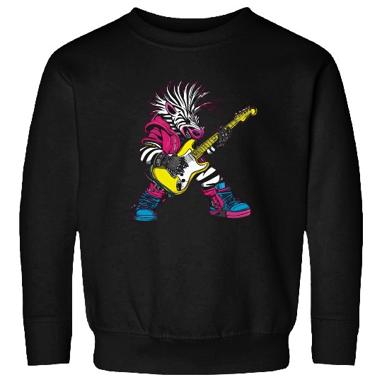 Rockstar Zebra with Electric Guitar Sweatshirts