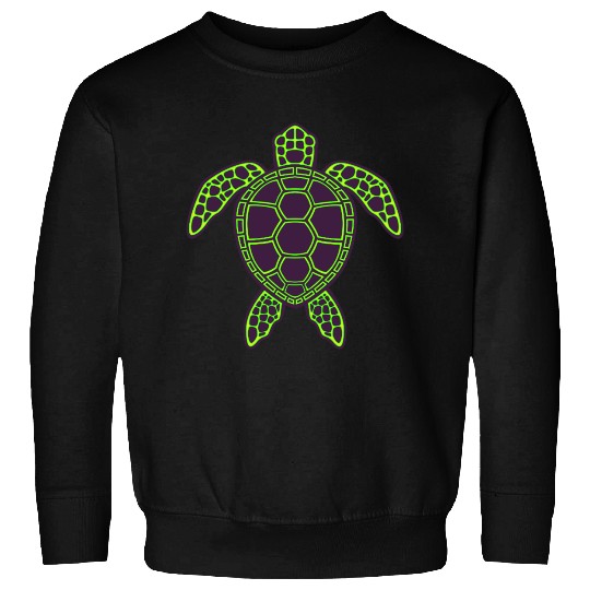 Green Neon Lava Sea Turtle Design Sweatshirts