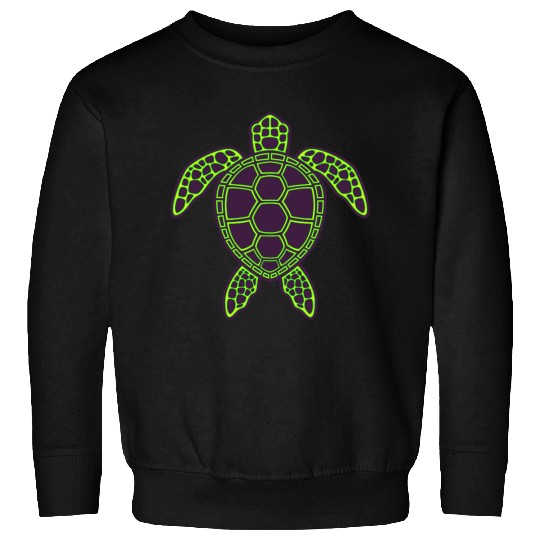 Green Neon Lava Sea Turtle Design Sweatshirts