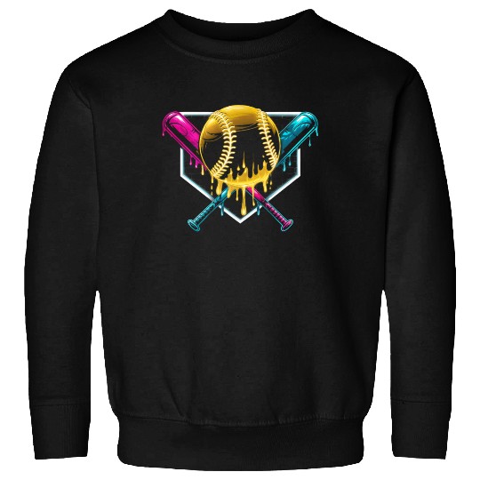 Neon Drip Baseball Design Sweatshirts