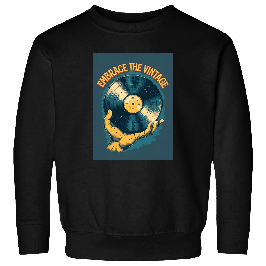 Retro Vinyl Record Held Sweatshirts