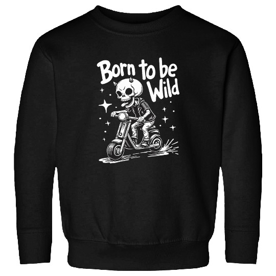 Born to Be Wild - Skull Devil on Scooter Sweatshirts