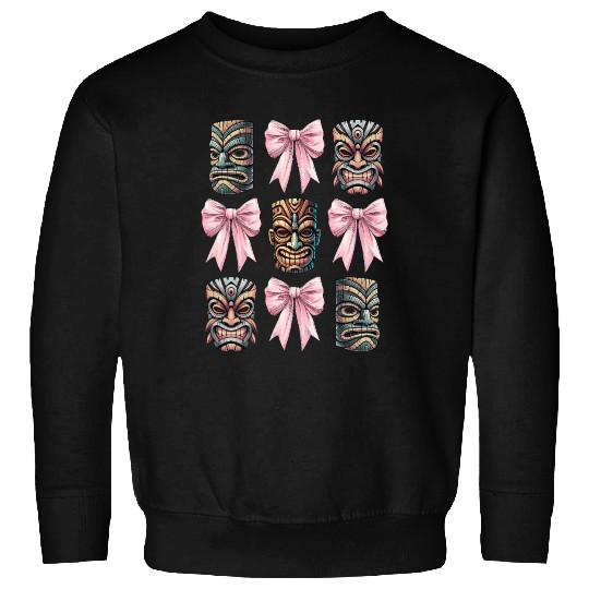 Coquette Bow Tiki Luau Hawaiian Hawaii Tiki Mask Sweatshirts