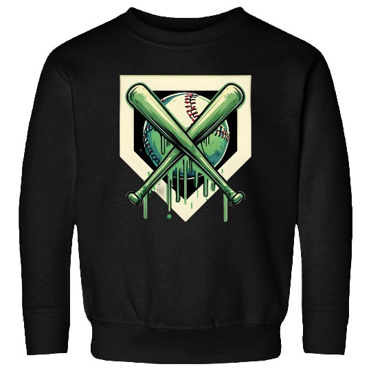 Baseball and Bat Dripping Green Sweatshirts