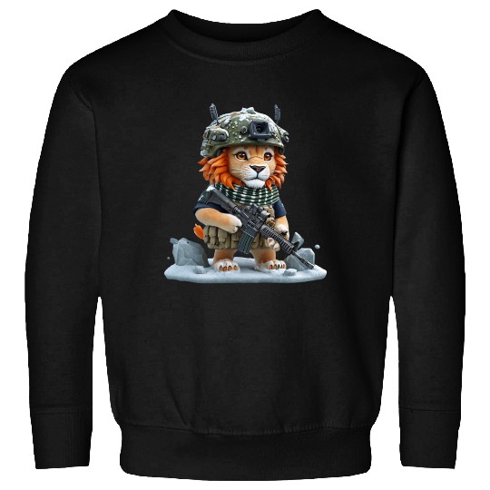 Lion In Military Sweatshirts