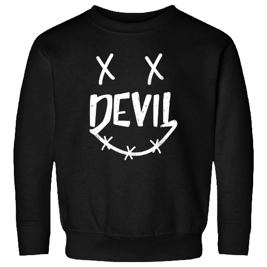 Grunge Smile Face Sweatshirts | Vintage Rock Devil